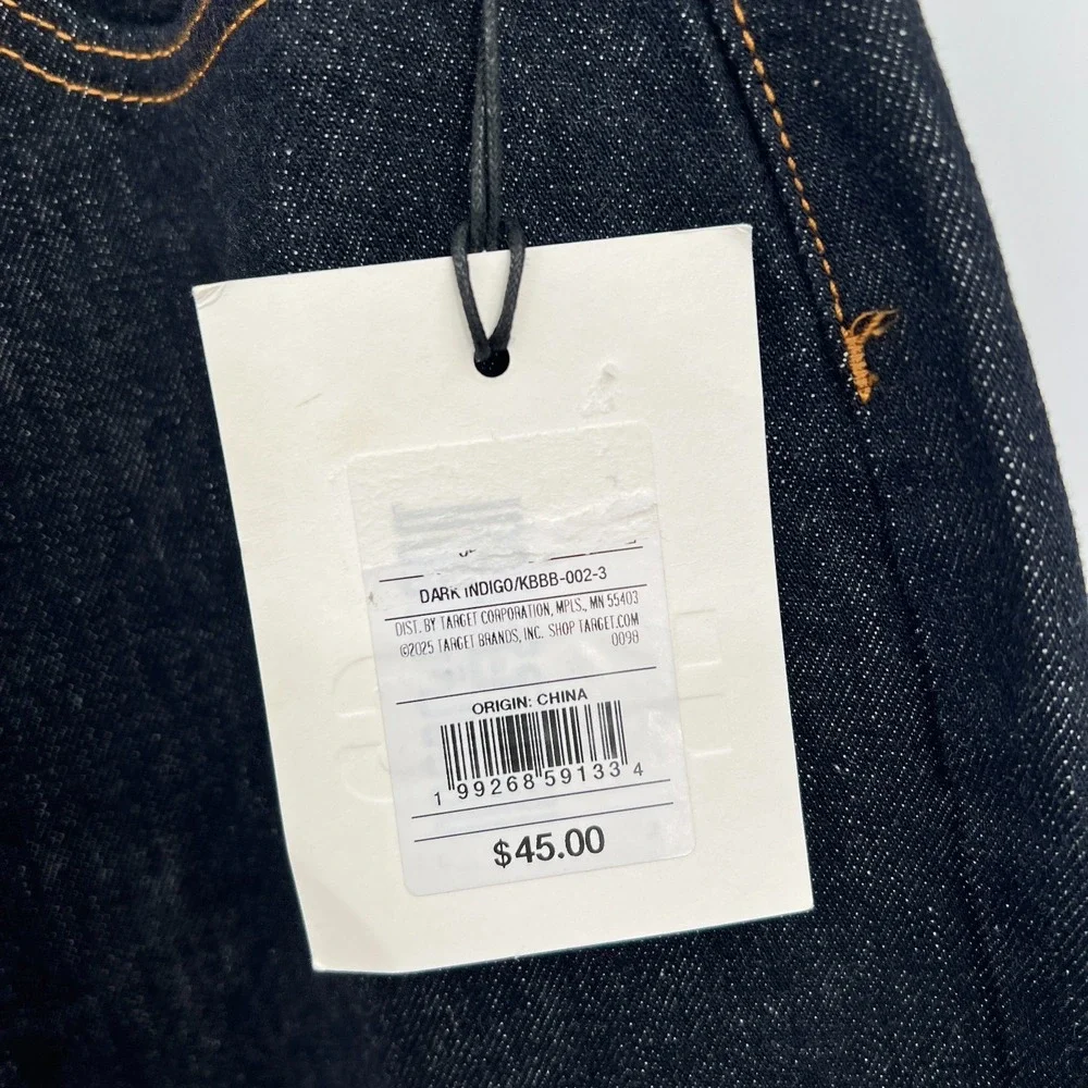 NEW KBB by Kahlana Barrel leg jeans dark indigo blue wash denim 16